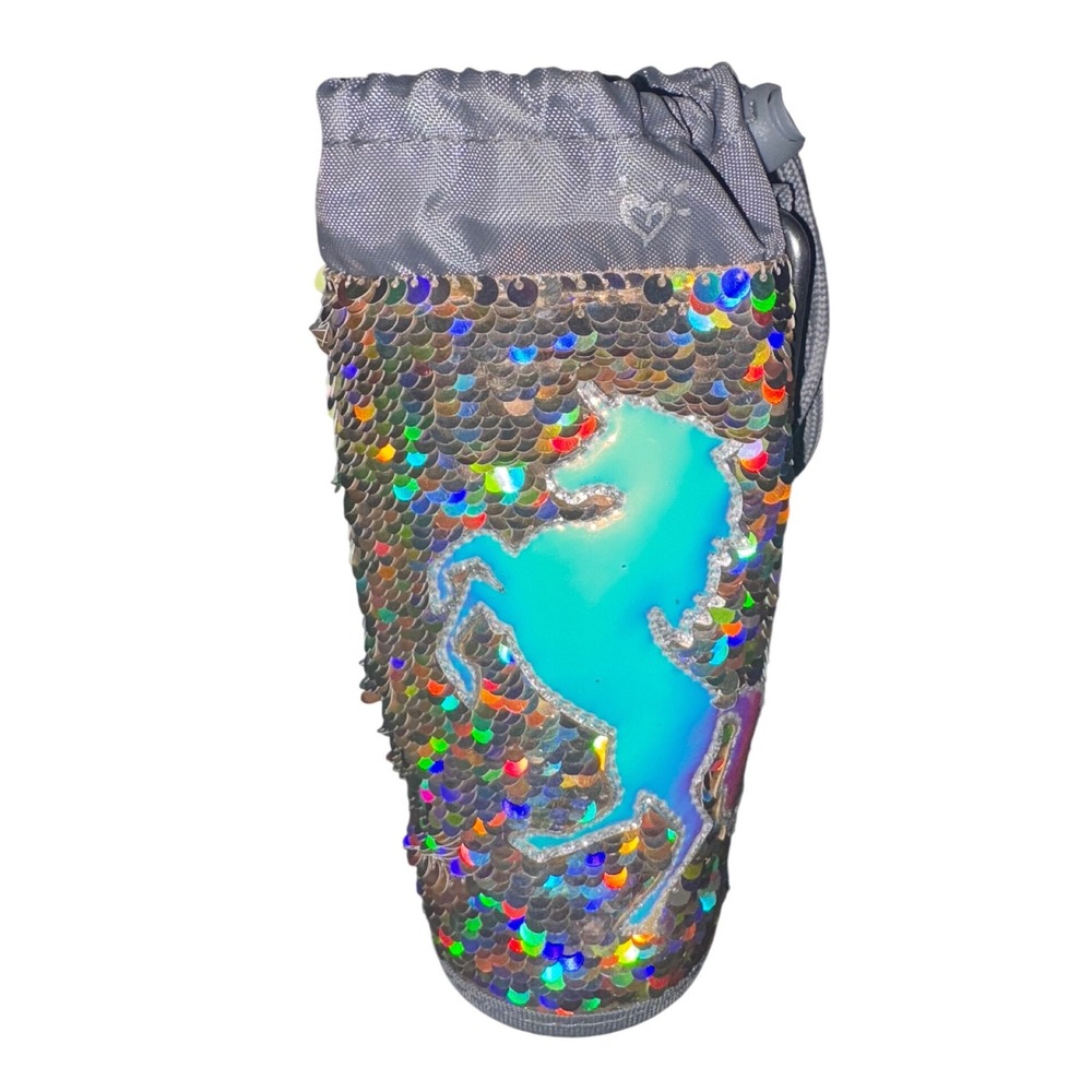 Justice Holographic Sequin Water Bottle Holder with‎ Clip